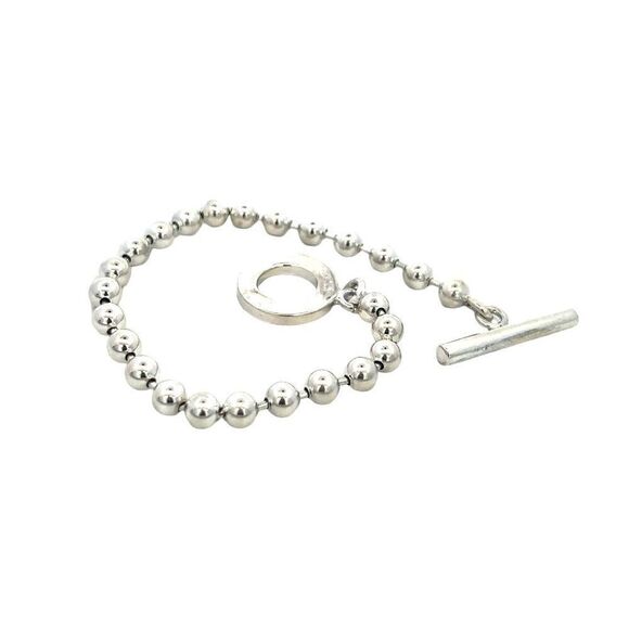Gucci Estate Toggle Bracelet Size 8 Sterling Silver 8 mm Beads G34 - Picture 5 of 7